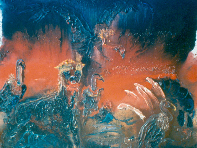 "Guarding the Kill"
Oil on canvas, 1985
50 x 64 inches